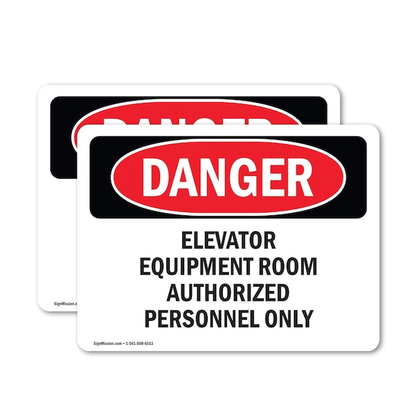 Signmission Elevator Equipment Room, 10 in W x Rectangle, Vinyl Decal OS-2PACK-DS-D-710-L-1203 - main